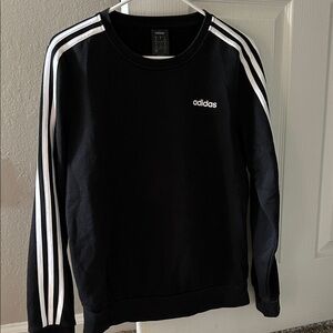 Adidas Crewneck Sweater in Black with White Stripes